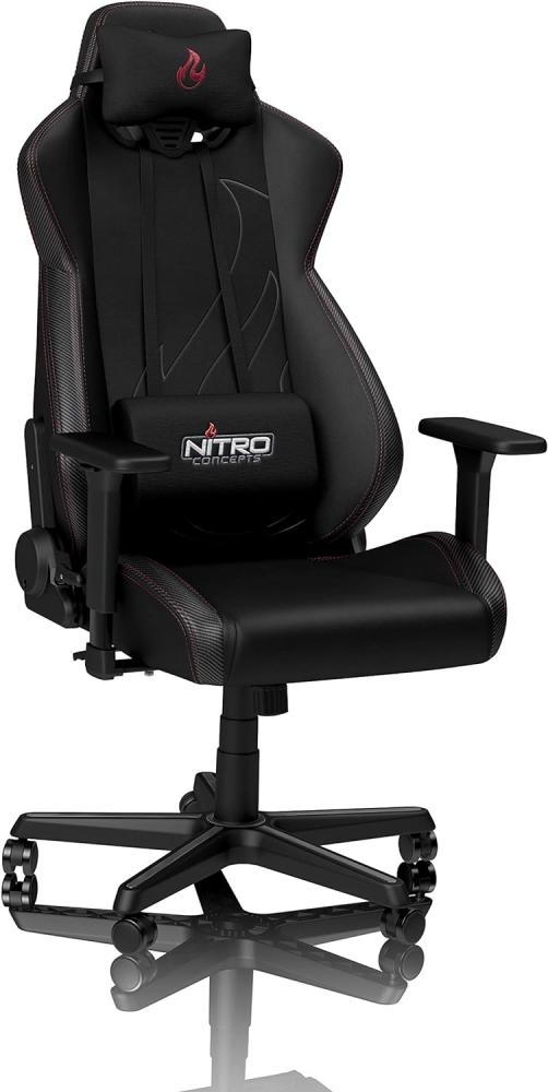 NITRO CONCEPTS S300 EX Gamingstuhl - Ergonomischer Bürostuhl Schreibtischstuhl Chefsessel Bürostuhl Pc Stuhl Gaming Sessel PU Kunstleder Belastbarkeit 135 Kilogramm - Carbon Black (Schwarz) Bild 1