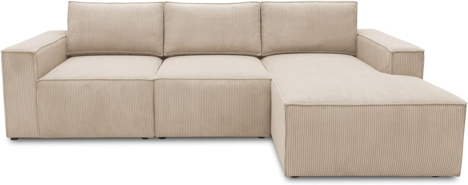 DOMO. collection Ecksofa 800 021, Couch in L-Form mit Cordstoff, Modulsofa mit Taschenfederkern, Sofa, Polsterecke, Eckcouch 273 x 172 x 85 cm (BxTxH), creme Bild 1