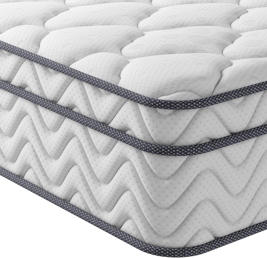 Vesgantti Matratze 120x200 7-Zonen Federkernmatratze Taschenfederkernmatratze Mittelfeste Orthopädischem Tonnentaschenfederkernmatratze (H3, Box-top 26cm) Bild 1