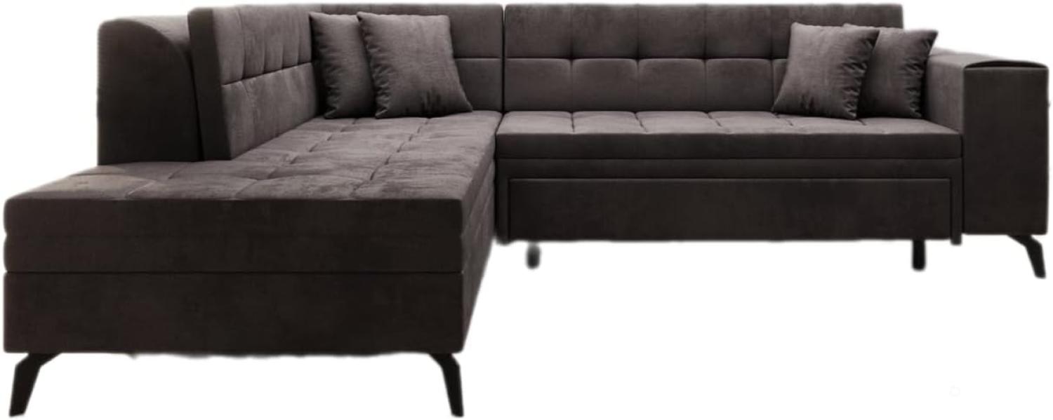 Designer Sofa Lania mit Schlaffunktion Samt Dunkelbraun Links Bild 1