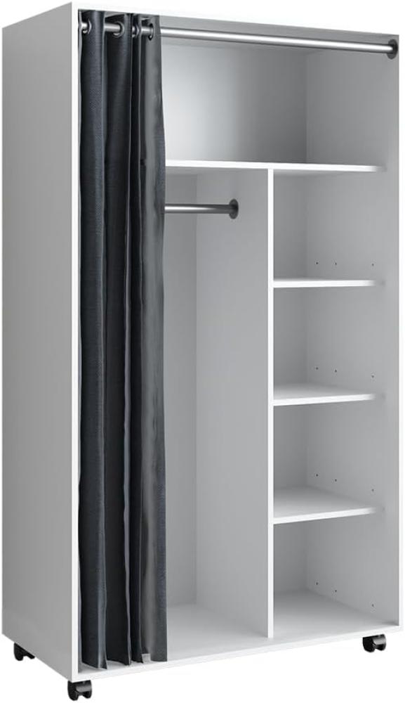 Vicco mobiler Kleiderschrank Dielenschrank Garderobe Doros Weiß 100 x 168 cm offen rollbar Bild 1