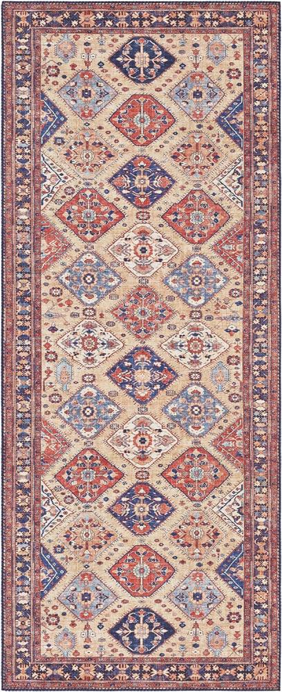 Kurzflor Teppich Afghan Kelim Orientrot - 80x200x0,7cm Bild 1