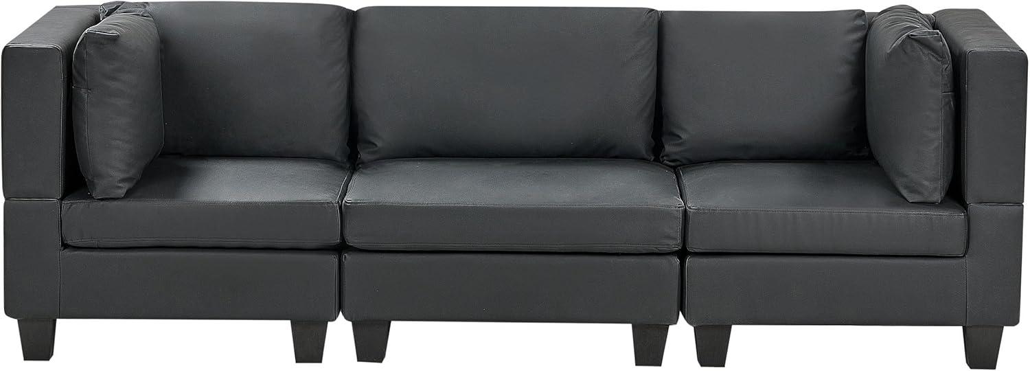 Beliani 'Unstad' Sofa, Schwarz, Kunstleder, 72 x 76 x 228 cm, ohne Ottomane, Einzelsofa Bild 1