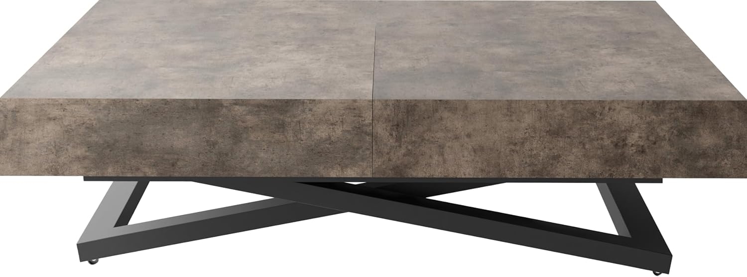WFL GROUP Couchtisch Cavetta U (erhältlich in einer Größe – 120x80x27-76 cm, ausziehbar auf 200 cm), industrial Tisch in Holzoptik für Küche, Esszimmer oder Wohnzimmer Bild 1