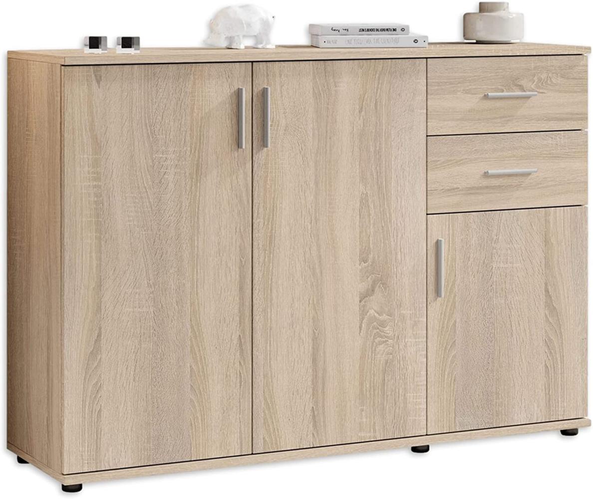 Stella Trading BOBBY Kommode in Eiche Sonoma Optik - Modernes Sideboard mit viel Stauraum für Ihren Wohnbereich - 120 x 82 x 35 cm (B/H/T) Bild 1