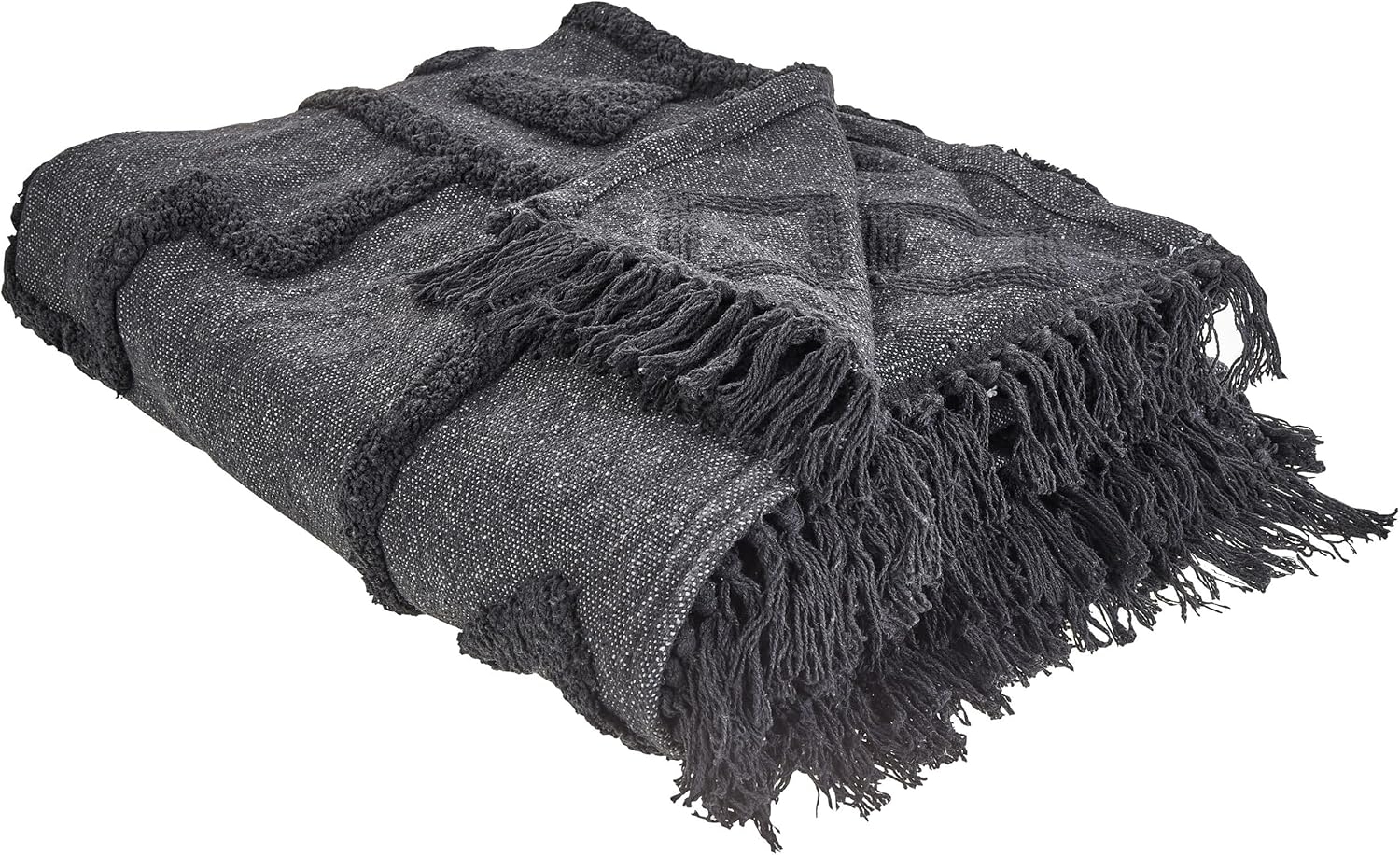 beliani 'CHACK' Kuscheldecke, Baumwolle, Dunkelgrau, 200x220 cm Bild 1