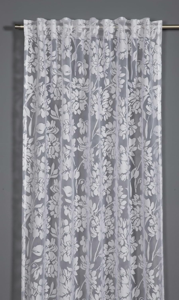 Sehlbach Fertigschal mit Gardinenband Floral 135 x 245 cm weiß Bild 1