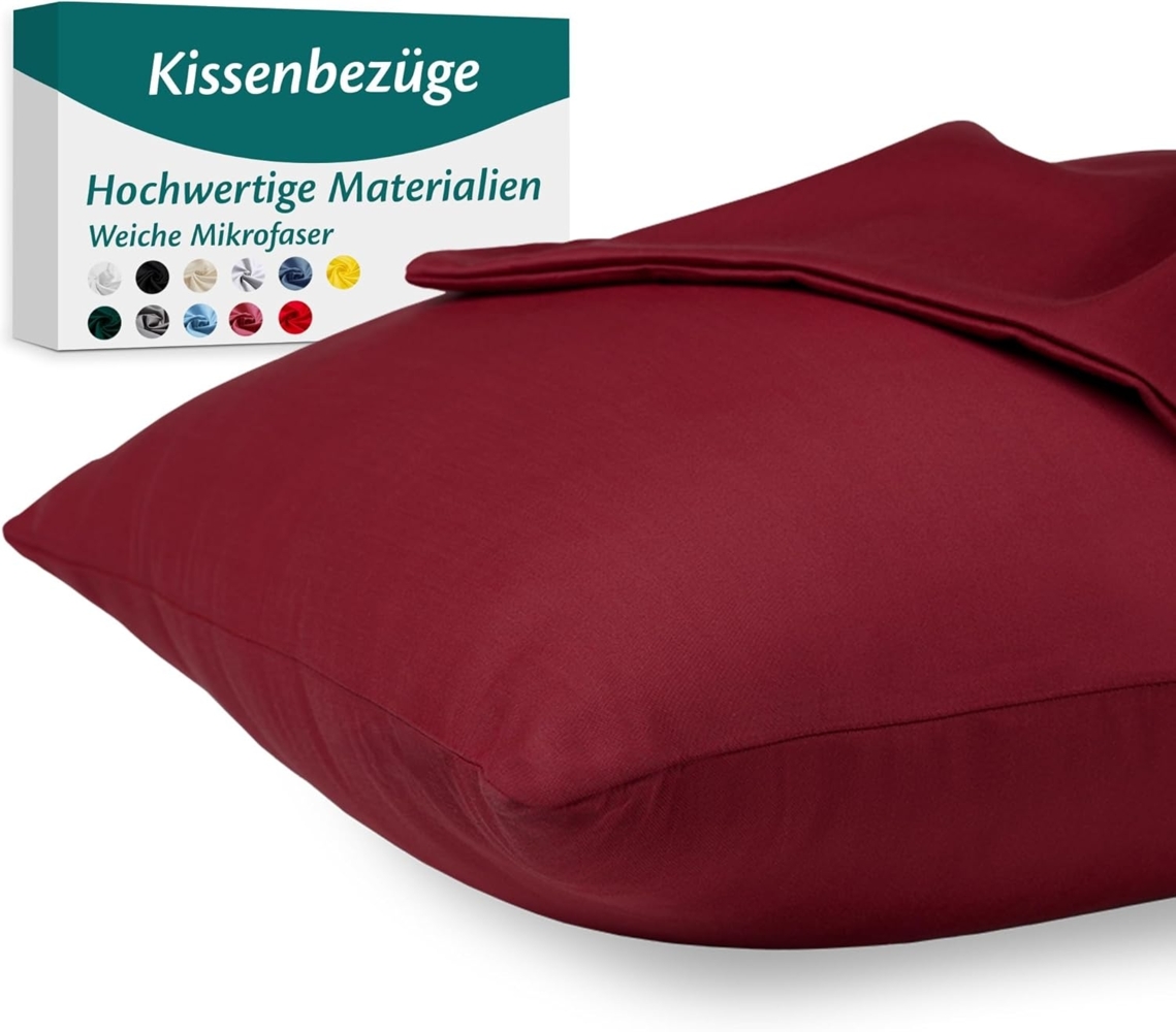 Kissenbezug 40x80 Mikrofaser Premium 2er Set Kissenhülle Deko für Kissen Bett/Sofa Stoff Superweicher Resistent Hypoallergen Anti-Milben Atmungsaktiv Kopfkissenbezug mit Verdecktem Zip Voll Waschbar Bild 1