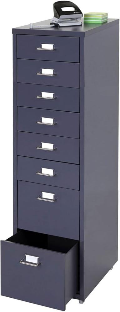 Rollcontainer Boston T851, Schubladenschrank Stahlschrank, 110x28x41cm 8 Schubladen ~ dunkelgrau Bild 1