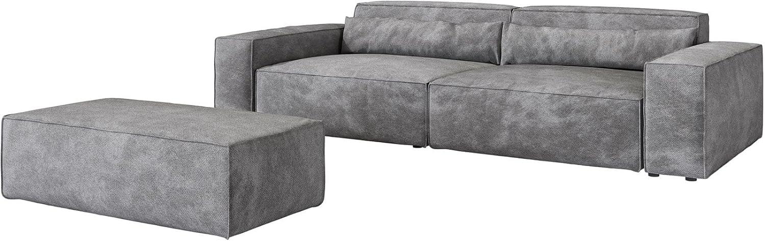 Big-Sofa Sirpio XL 270x130 cm Mikrofaser Taupe mit Hocker Bild 1