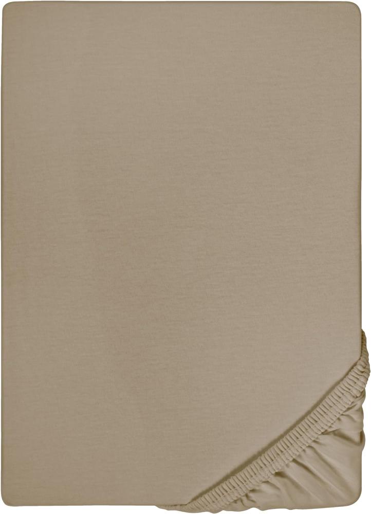 Biberna Feinjersey Spannbettlaken Spannbetttuch 90x200 cm - 100x200 cm Taupe Bild 1