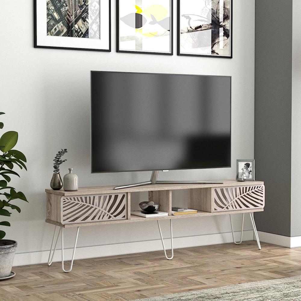Fernsehtisch Salangen 160 x 30 x 49 cm Eicheoptik / Weiß [en. casa] Bild 1