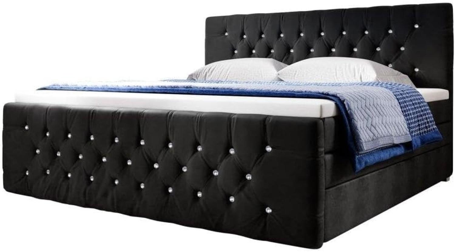 Boxspringbett Paradise mit LED, USB und Füßen 140x200 Schwarz H2 Bild 1