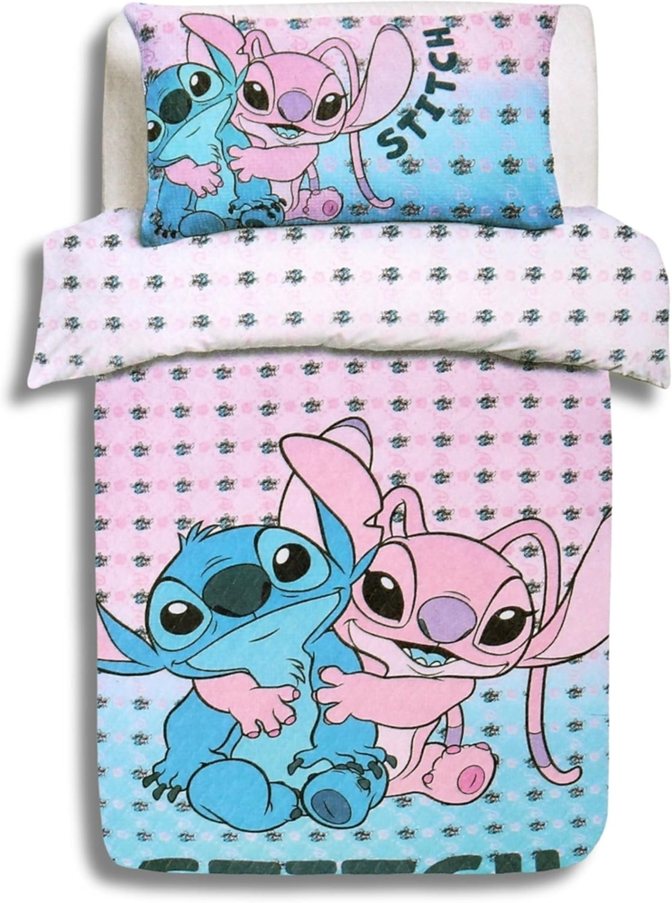 Sarcia. eu Bettwäsche Stitch und Angel Disney Blau und rosa Bettwäsche-Set 135x200 cm Bild 1