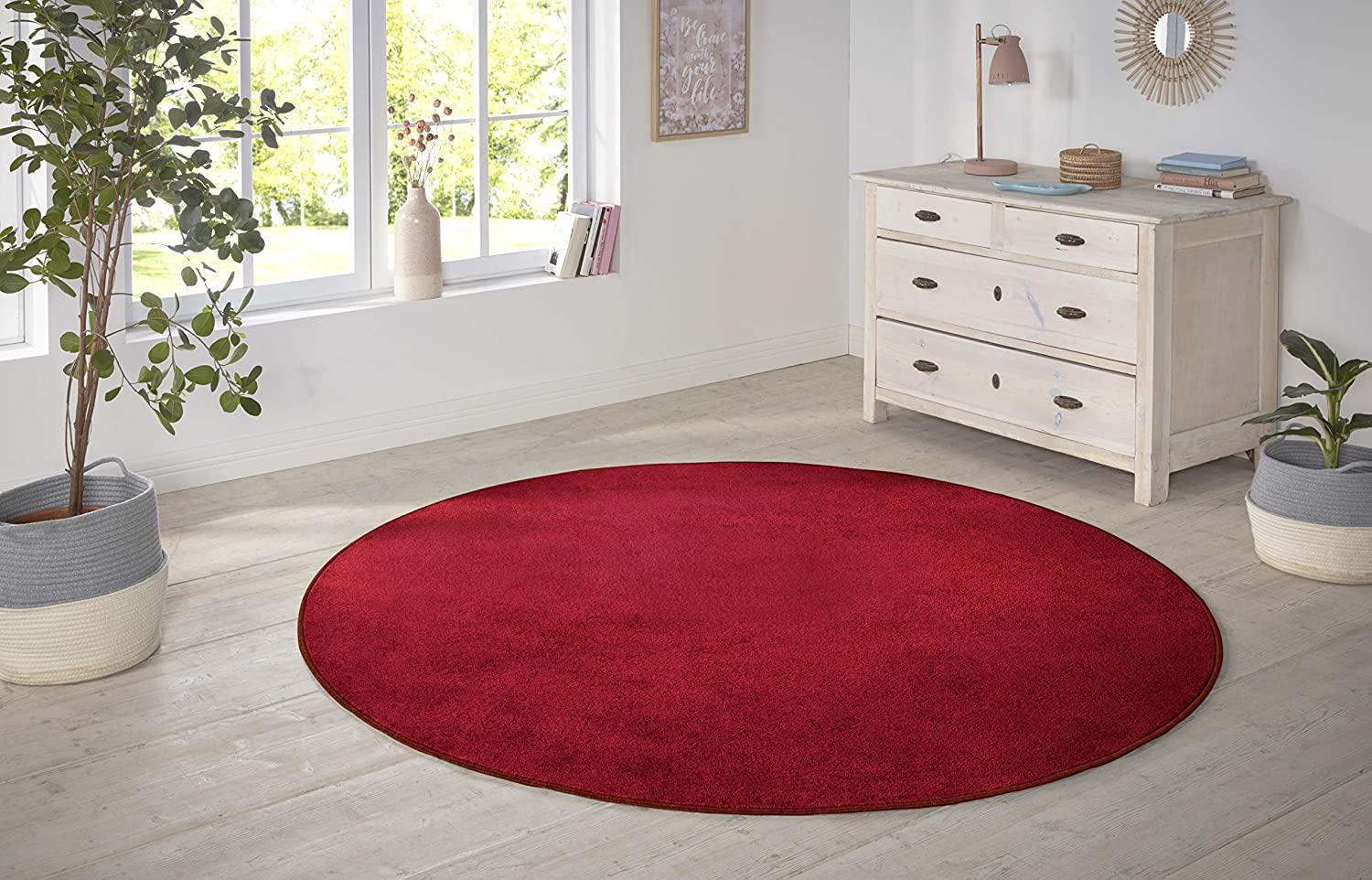 Kurzflor Teppich Nasty, rund - rot - 200 cm Durchmesser Bild 1