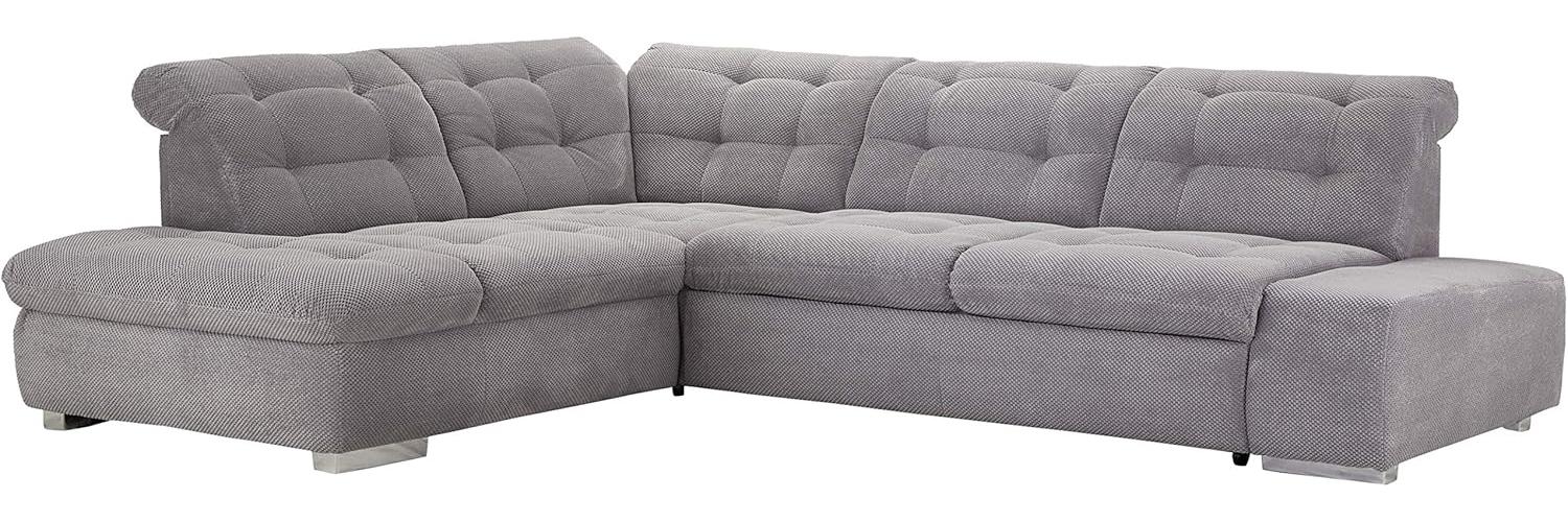 Cavadore Ecksofa Pales mit Kopfteilverstellung, Polsterecke im modernen Design, 280 x 75-84 x 227, Softstruktur Grau Bild 1