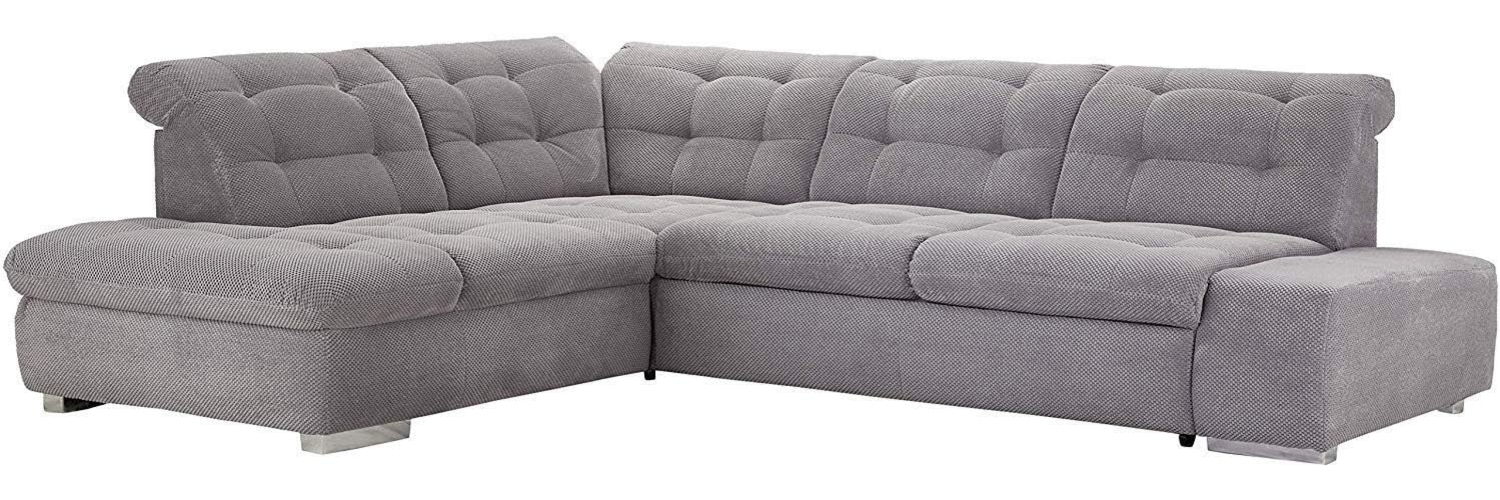 Cavadore Ecksofa Pales mit Kopfteilverstellung, Polsterecke im modernen Design, 280x75-84x227, Softstruktur Grau Bild 1