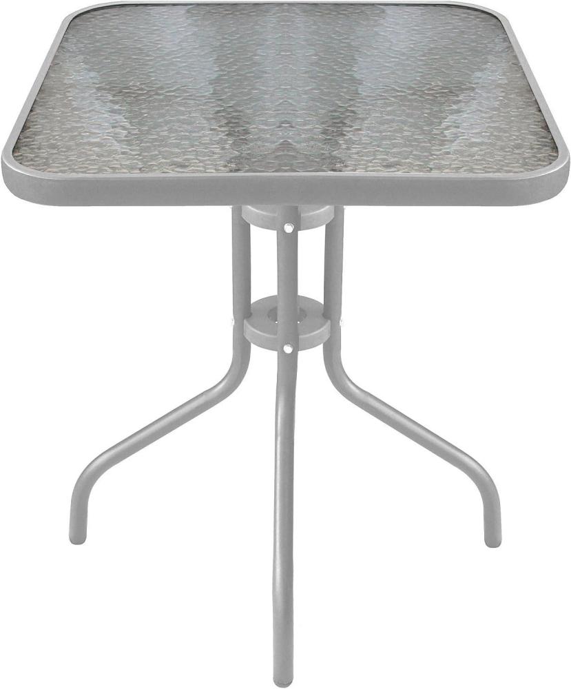 Bistrotisch Balkontisch Gartentisch Terrassentisch Glastisch silber 60x60 cm Bild 1