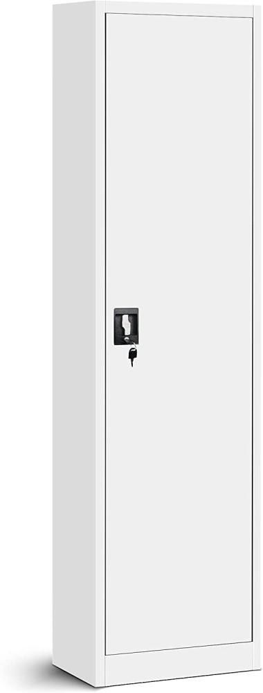 Aktenschrank Büroschrank Metallschrank Lagerschrank 4 Fachböden Flügeltür Drehgriff Pulverbeschichtung Metall 185 cm x 45 cm x 40 cm (White) Bild 1