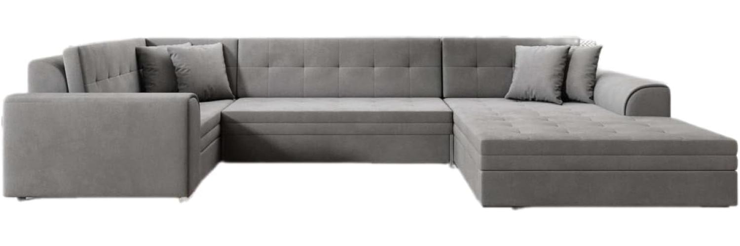 Designer Sofa Velio mit Schlaffunktion Samt Grau Rechts Bild 1