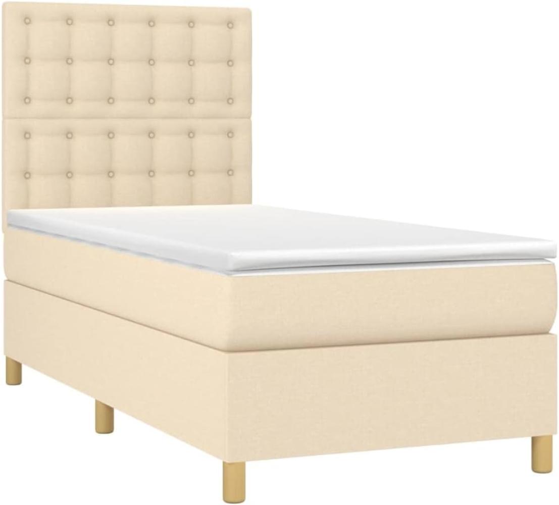 vidaXL Boxspringbett mit Matratze Creme 100x200 cm Stoff 3142638 Bild 1