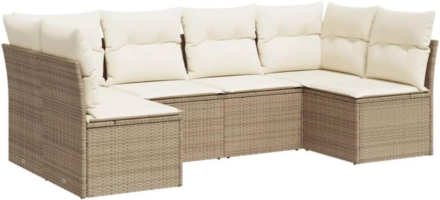 vidaXL 6-tlg. Garten-Sofagarnitur mit Kissen Beige Poly Rattan 3249227 Bild 1