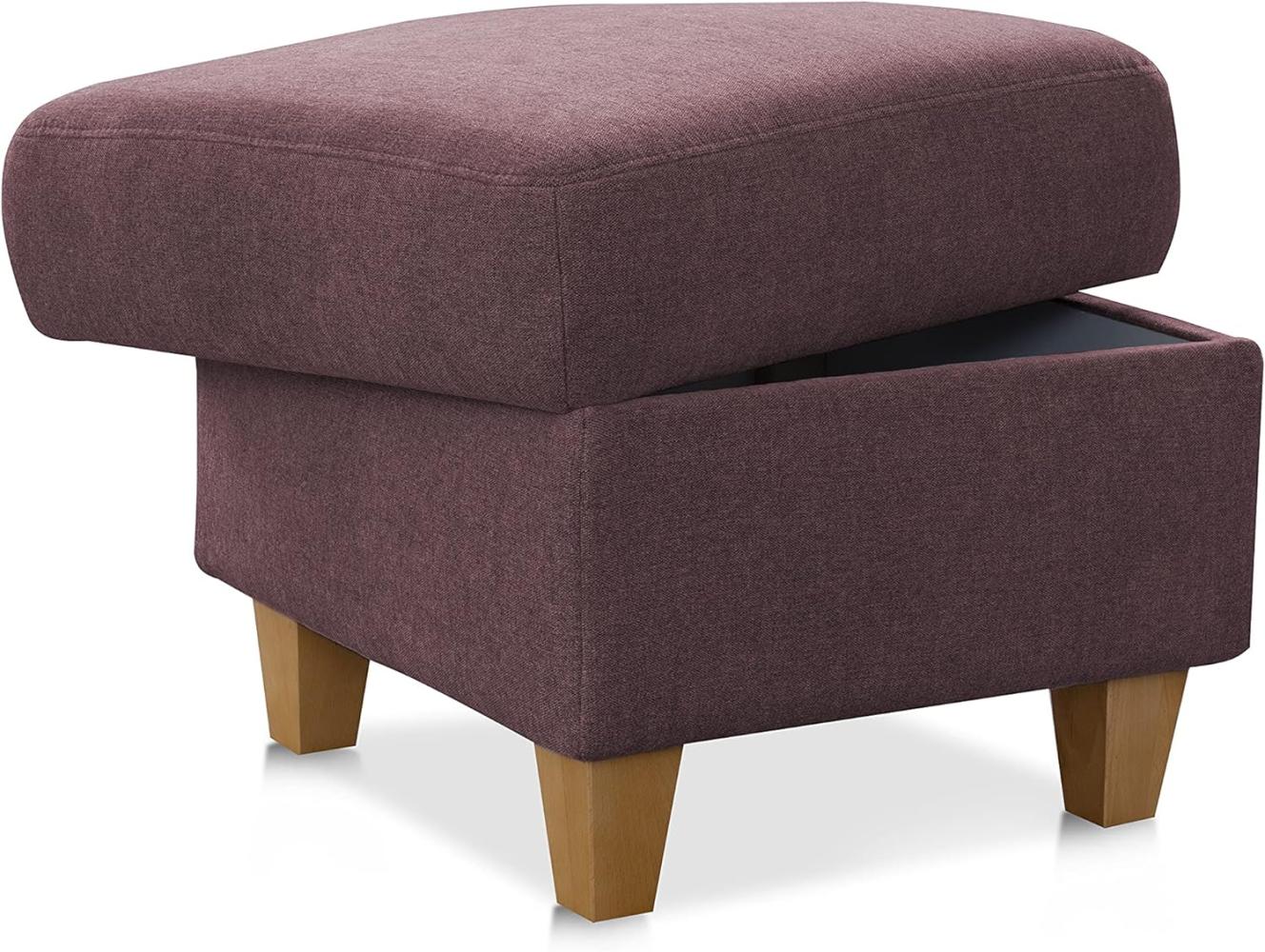 CAVADORE Polsterhocker Palera / Beistellhocker mit Stauraum, ideal als Fußhocker oder Sitzgelegenheit / 58 x 48 x 58 / Chenille, Dunkelrot Bild 1