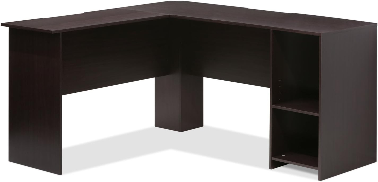 Furinno L-förmiger Schreibtisch mit Regalen, Holz, Espresso, 125.9 x 135.9 x 72 cm Bild 1