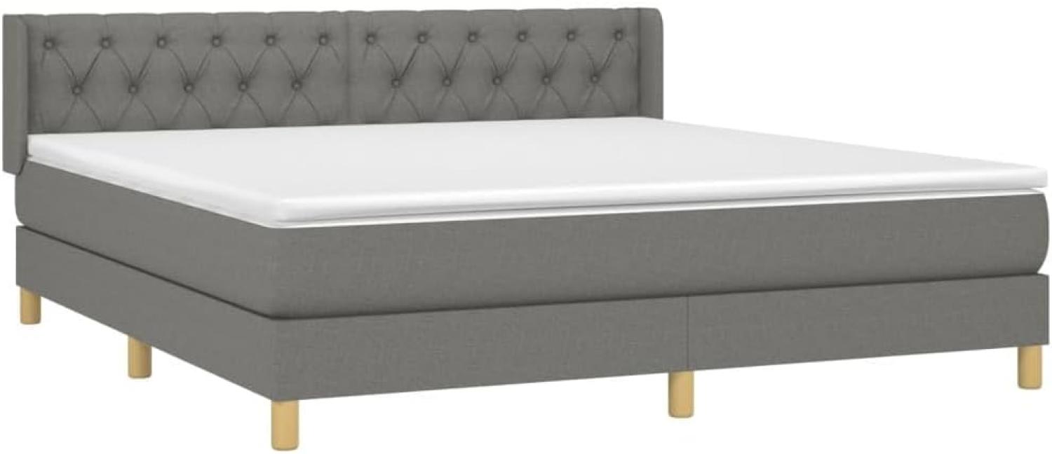 vidaXL Boxspringbett mit Matratze Dunkelgrau 160x200 cm Stoff Bild 1