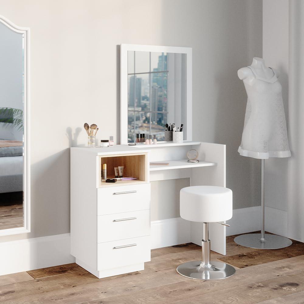 Vicco 'Beatrice' Schminktisch mit Hocker, Holzspanplatte weiß, 100 x 42 x 148,8 cm Bild 1