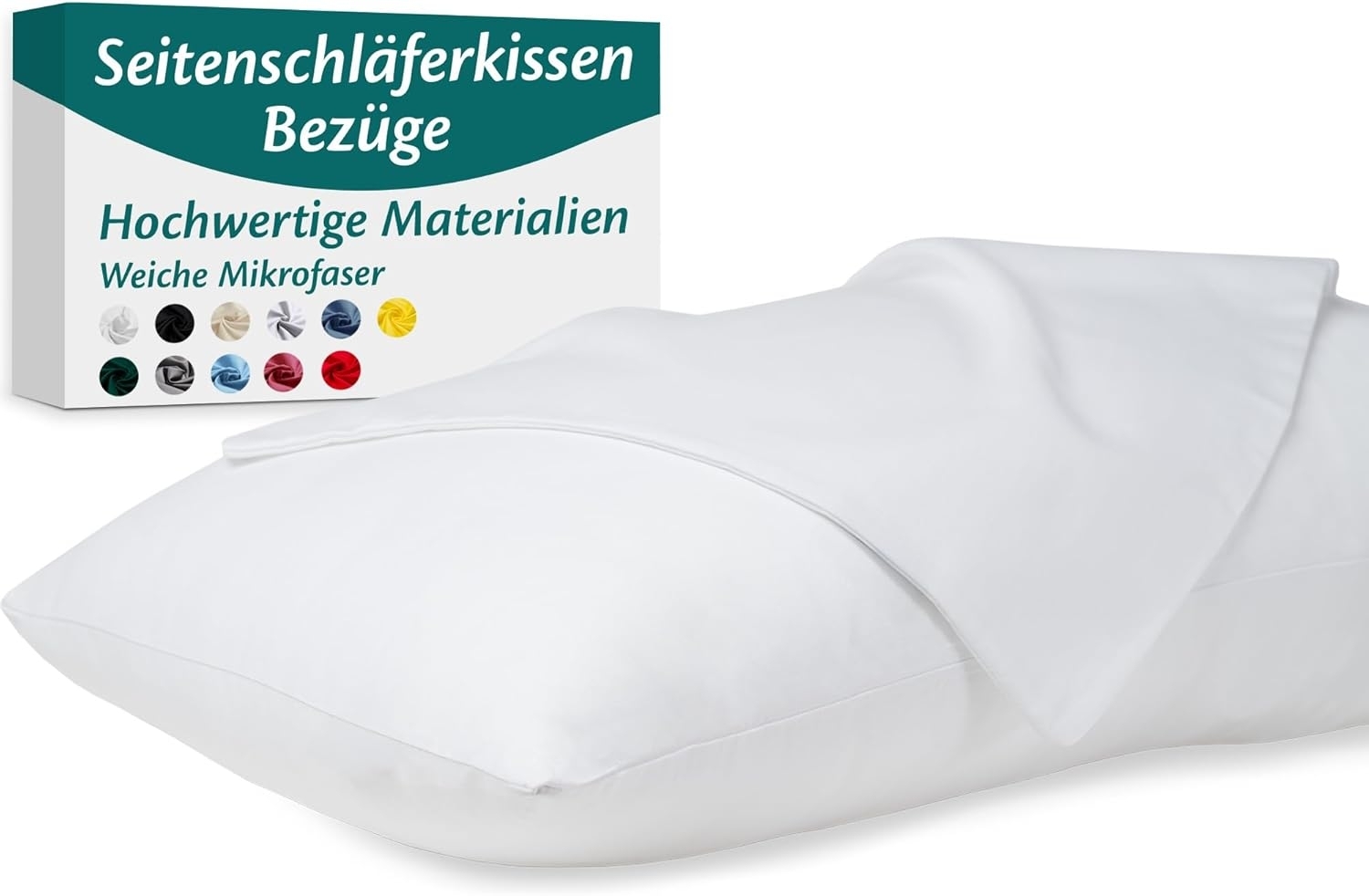 Seitenschläferkissen Bezug 40x145 Mikrofaser Premium 2er Set Kissenbezug Deko für Kissen Bett/Sofa Stoff Weicher Resistent Hypoallergen Anti-Milben Kopfkissenbezug Verdecktem Zip Voll Waschbar Bild 1