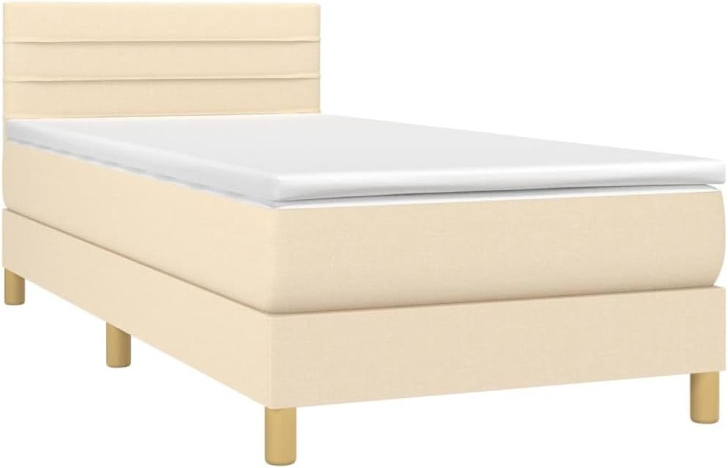 vidaXL Boxspringbett mit Matratze Creme 90x190 cm Stoff 3140662 Bild 1