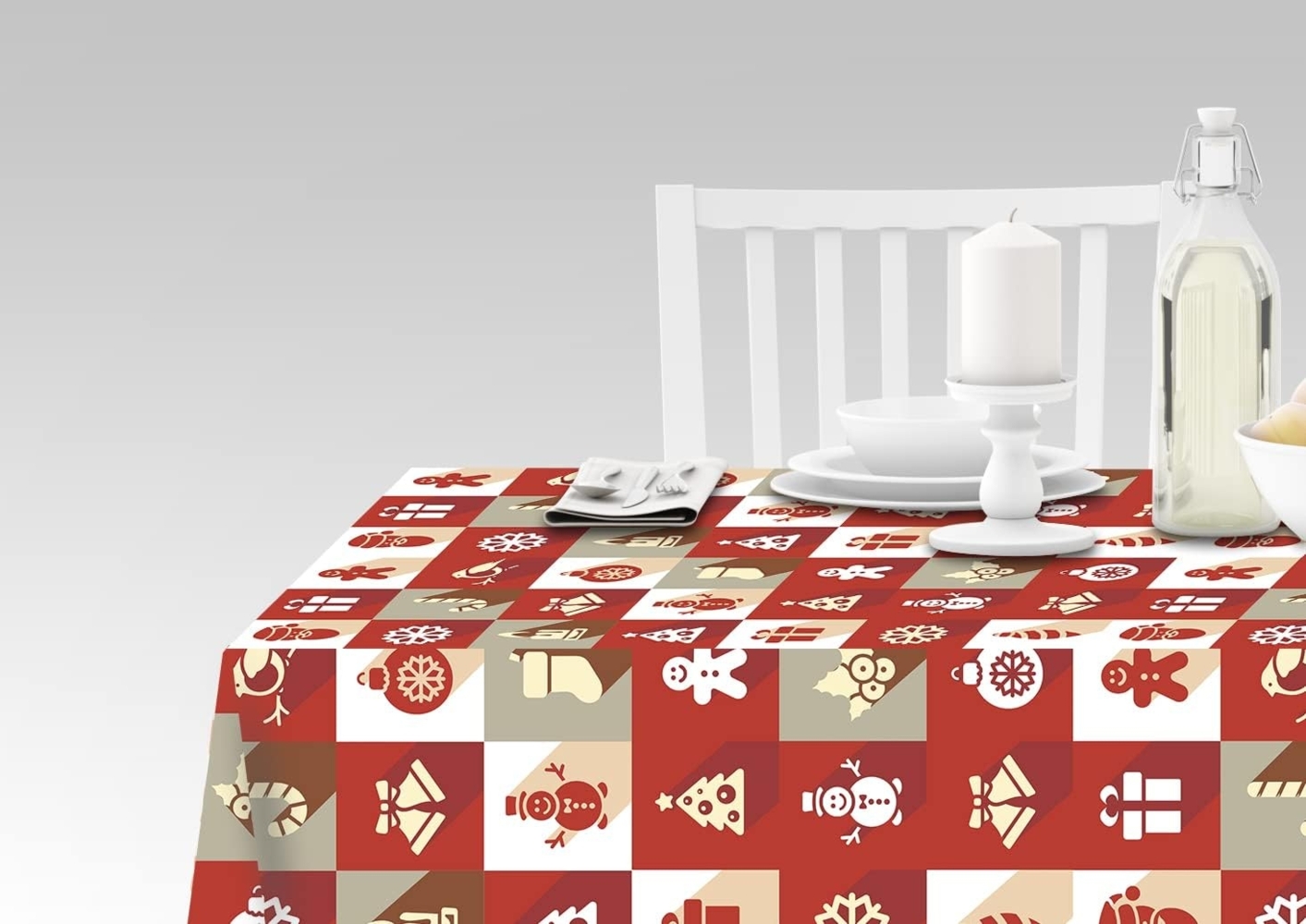 Doge Milano Tischdecke mit Digitaldruck, 100% Made in Italy Rutschfeste Tischdecke für Esszimmer, waschbar und schmutzabweisend, Weihnachtsmodell - Rebecanne, cm 140x140 Bild 1