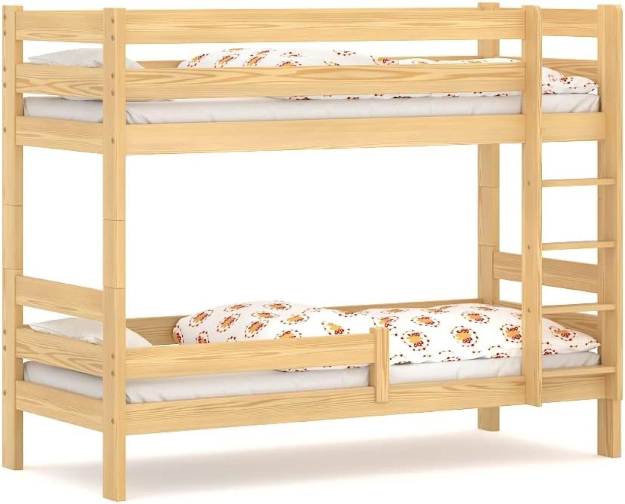 WNM Group 2in1 Etagenbett oder 2 Einzelbetten - Hochbett für Kinder Sophie - Stockbett mit Rausfallschutz und Lattenrost - Absturzsicherung Doppelstockbett - Jugendbett 80x180 cm - Kiefer Bild 1