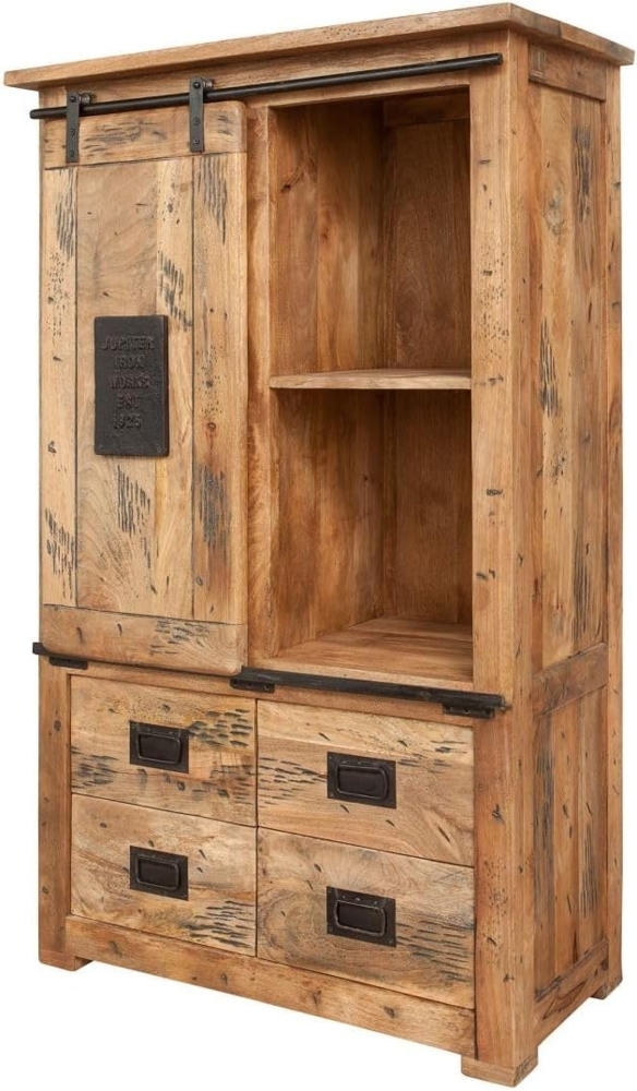 Massivmoebel24 Dreh-/Schwebetürenschrank (Schrank Mango 90 x 45 x 150 natur lackiert RAILWAY #113) Bild 1