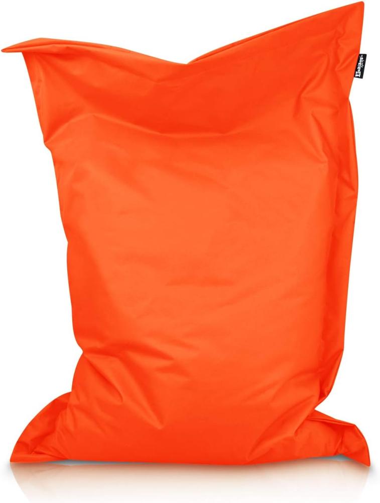 BuBiBag XXL Sitzsack, Outdoor Sitzsäcke für Kinder und Erwachsene, Bodenkissen Beanbag Fatboy wetterfest (Neonorange 70x70cm) Bild 1