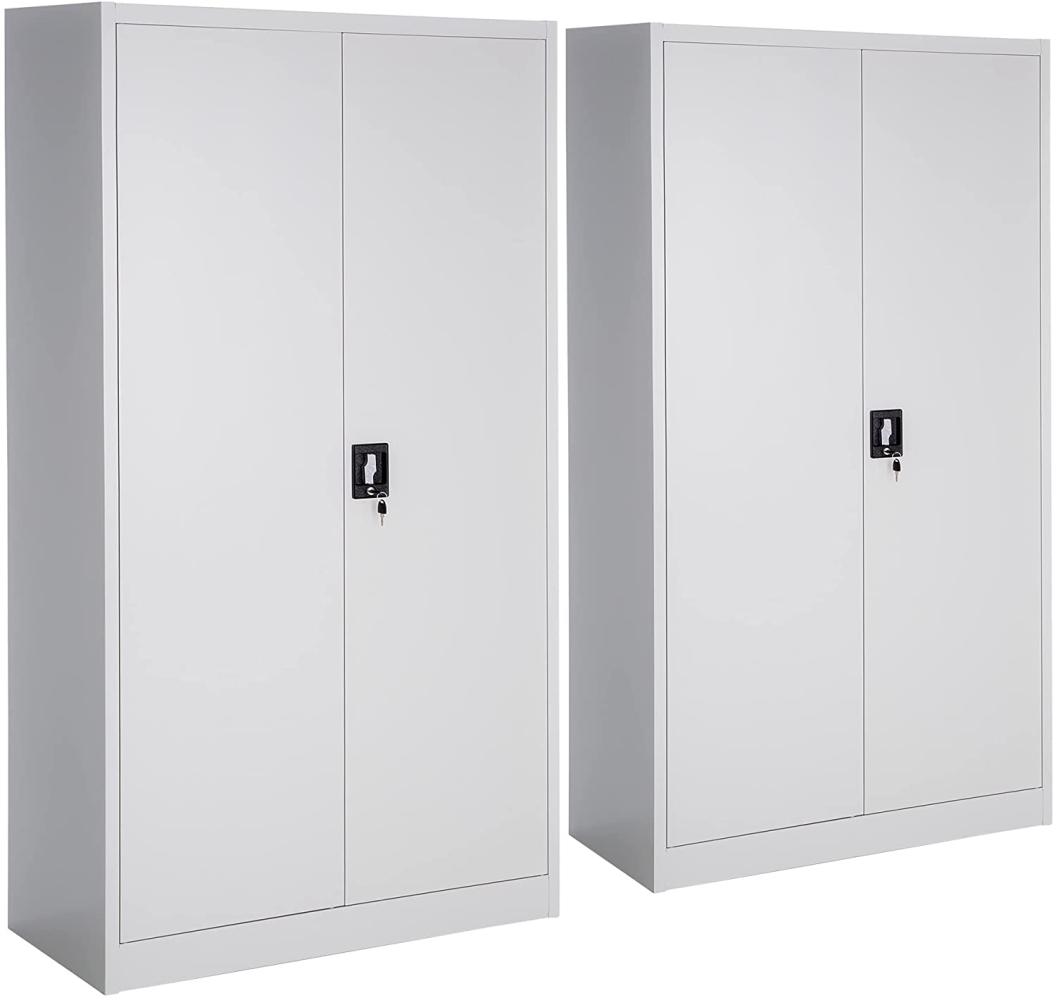 2er Set Spind mit 6 Fächern und Kleiderstange - grau Bild 1