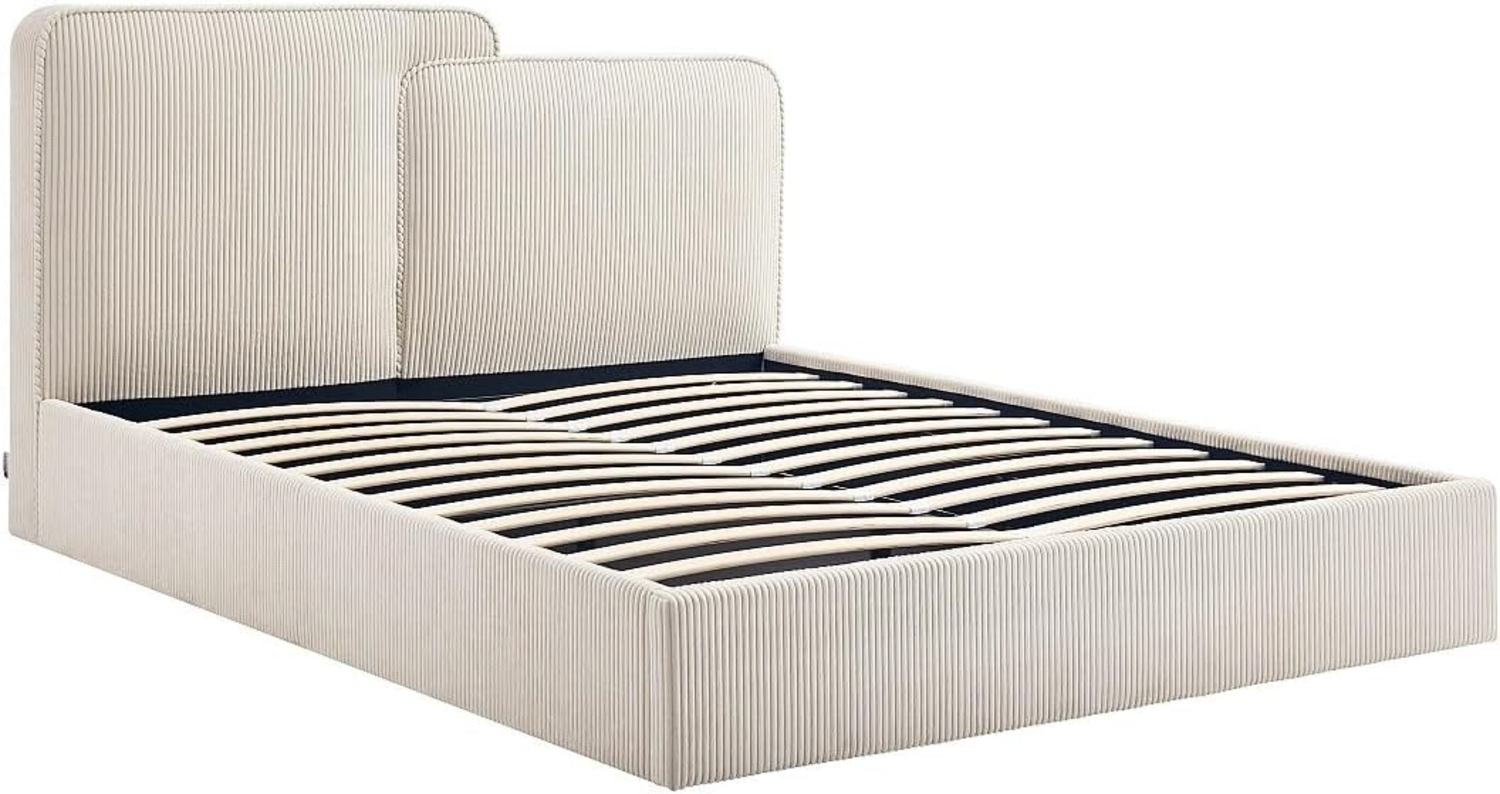 Vente-unique - Bett mit Stauraum 160x200 cm – Cordvelours – Beige – NAYOLA Bild 1