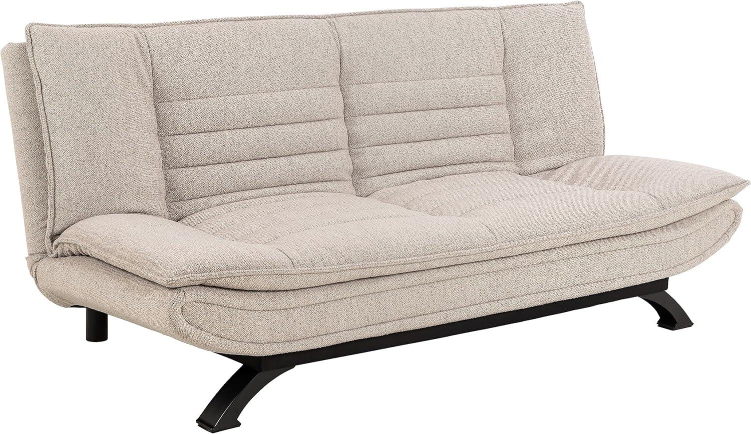 AC Design Furniture Jasper Schlafsofa in Beige, mit 3 Liegepositionen, Moderner 3-Sitzer ohne Armlehne, Gepolstertes Sofa mit Bouclé-Bezug und Schwarzen Beinen, B: 196 x H: 91 x T: 98 cm Bild 1