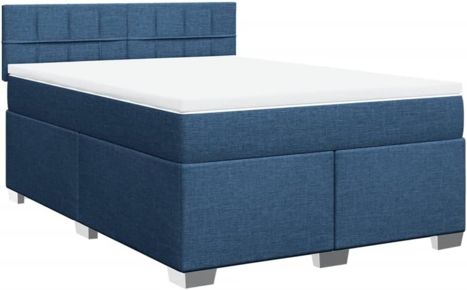 Boxspringbett mit Matratze, Stoff, Viereckige, grauer Fuß, Blau, 140x190 cm, true Bild 1