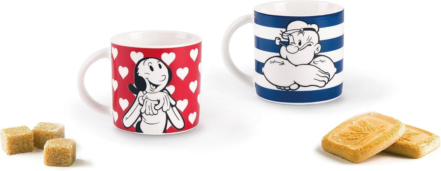 Excelsa Popeye & Olivia KaffeeTasse, Porzellan, Rot, Blau, 2 Stück Bild 1