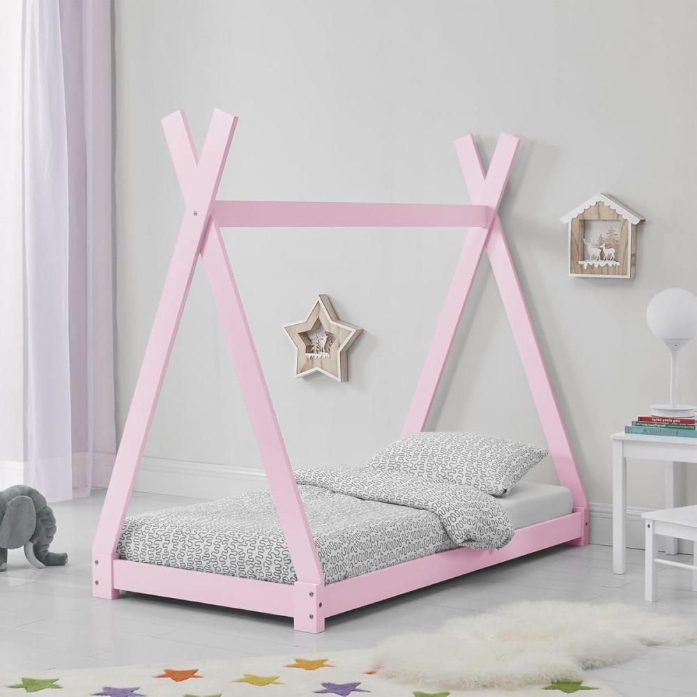 Kinderbett | Tipi | Lattenrost | 70x140 cm - Rosa Bild 1