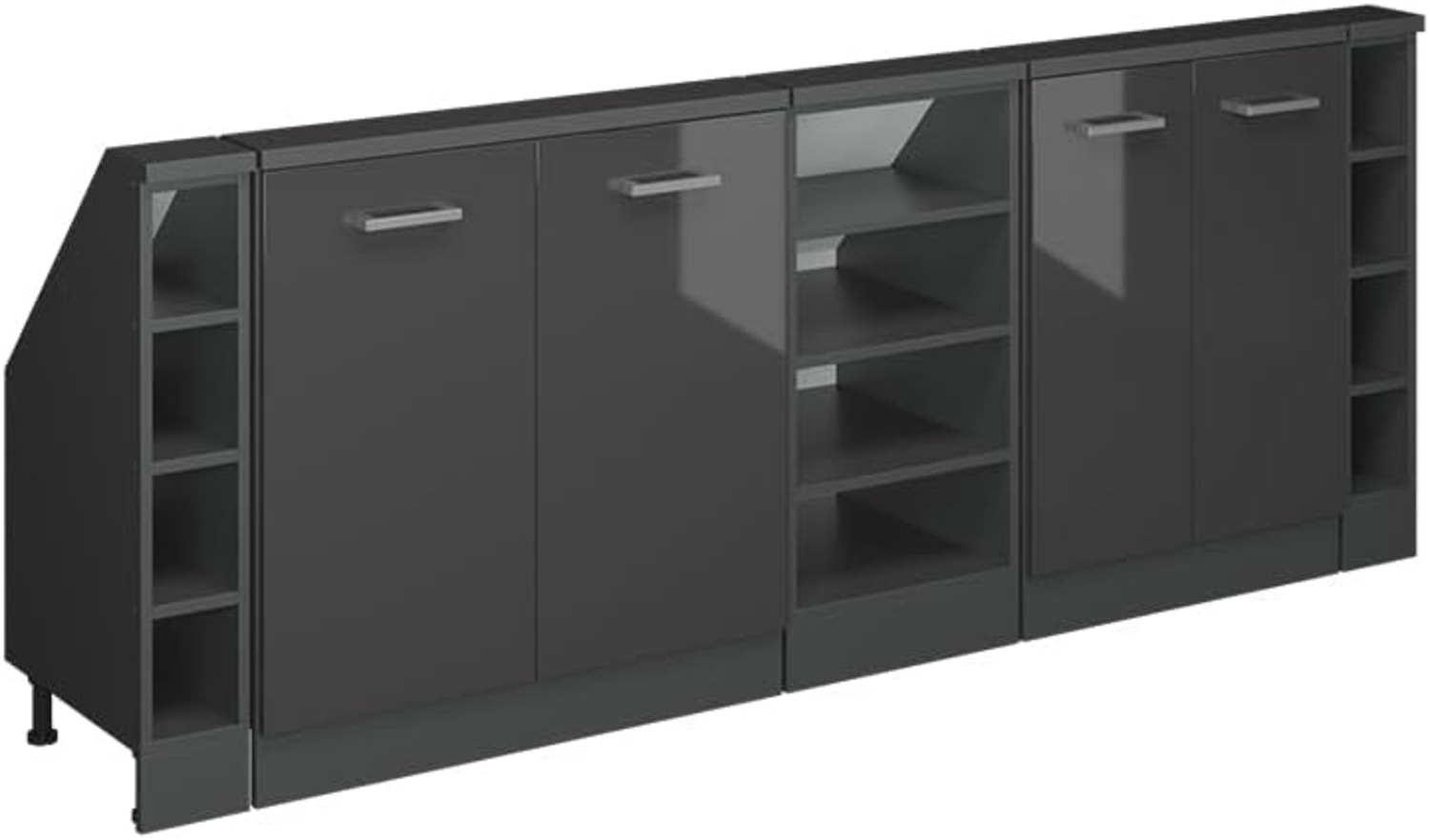 Dachschrägenschrank-Set Rion Anthrazit Hochglanz/Anthrazit 5er Set Vicco Bild 1