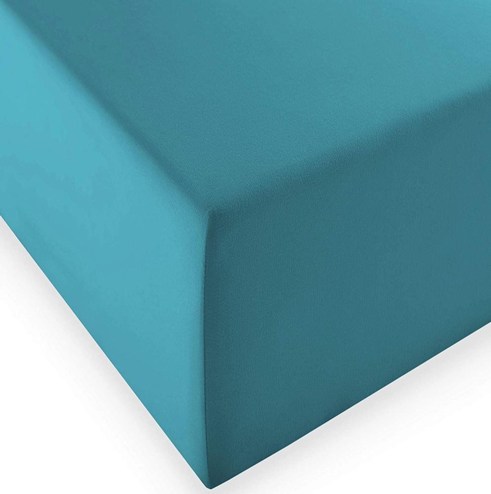 Fleuresse Boxspring- und Wasserbetten Jersey-Spannlaken comfort XL Farbe 6066 petrol 180 - 200 x 200 - 220 cm Bild 1