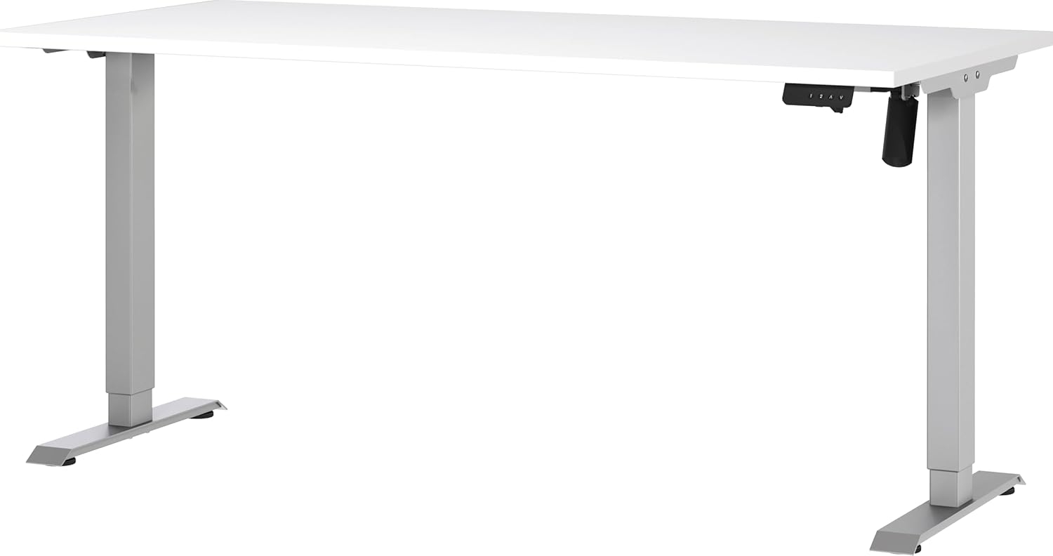 Germania Schreibtisch 8024-639, in Weiß/Silber, elektr. höhenverstellbar, 160 x 119 x 80 cm (BxHxT) Bild 1