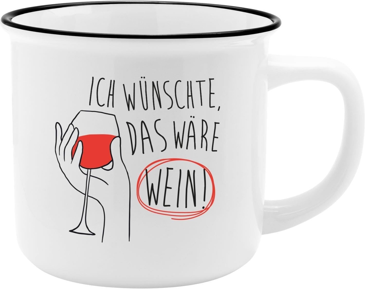 GRUSS & CO Becher mit Motiv "Wein" | New Bone China Porzellan, Emaille-Optik, 35 cl | Lustiges Geschenk, Frühstück | 73911 Bild 1