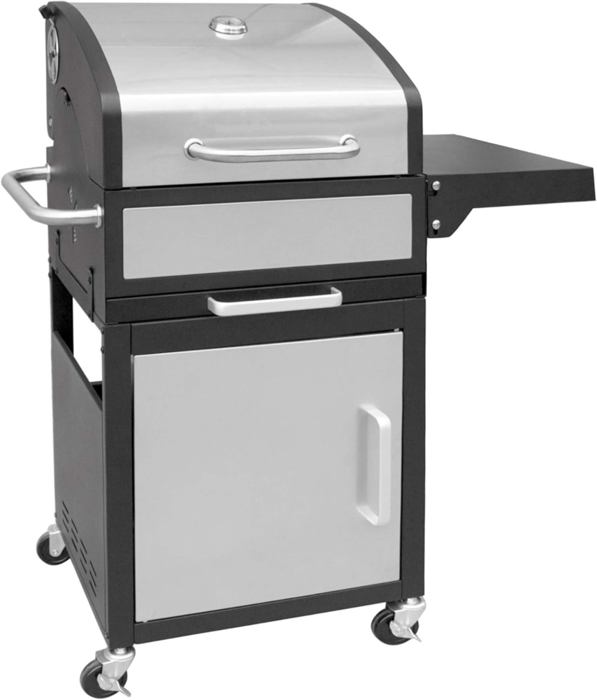 GRILLCHEF Holzkohlegrillwagen - 114 cm - silber/schwarz Bild 1