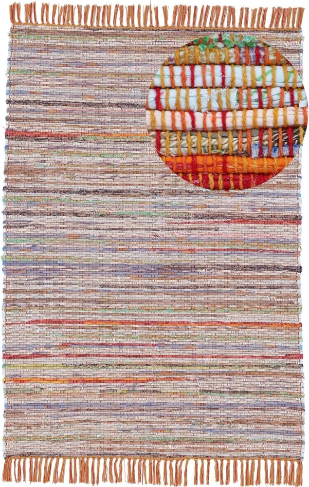 carpetfine Teppich Kelim Chindi, Wendeteppich, rechteckig, Höhe: 6 mm, handgewebt, Fleckerlteppich mit Fransen, auch vielen in Läufergrößen Bild 1