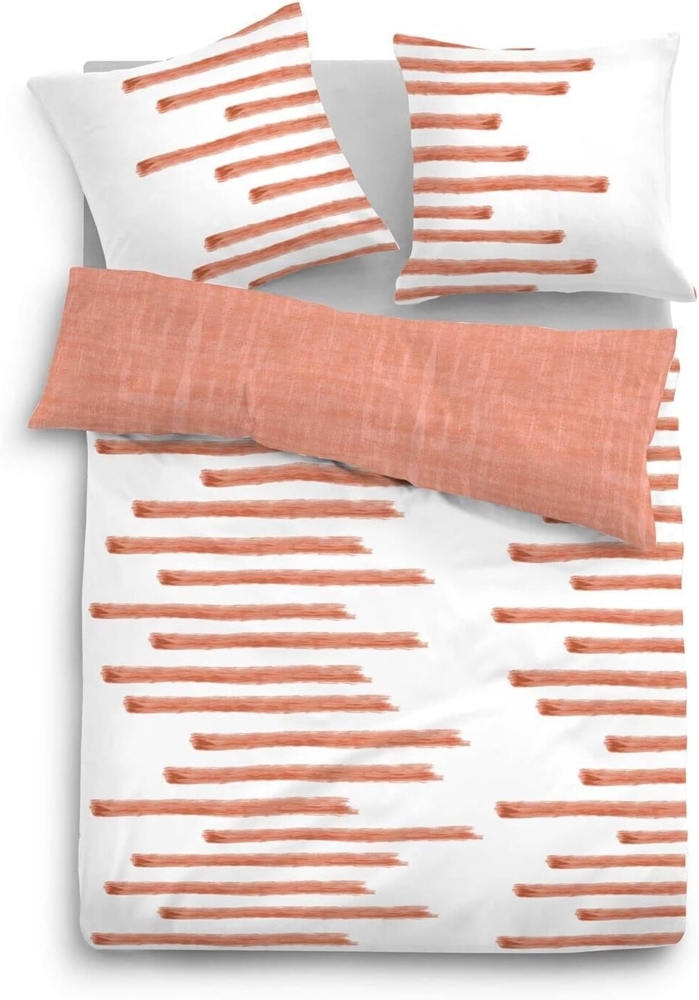 Tom Tailor Satin Wendebettwäsche Streifen, Größe 135x200/80x80 cm, rosé Bild 1