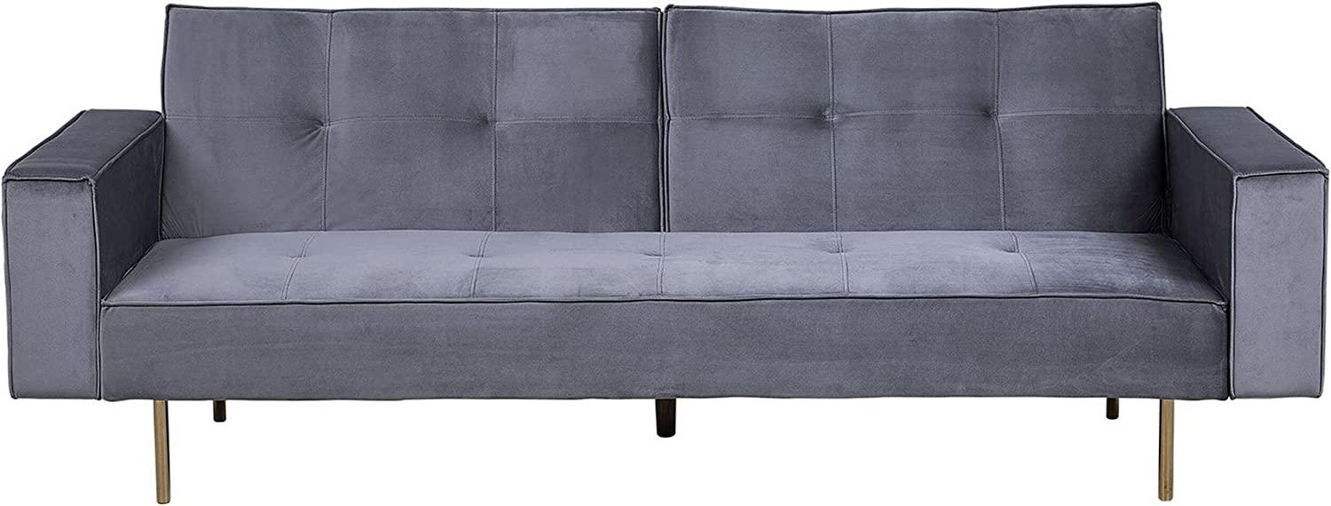 Schlafsofa 3-Sitzer Samtstoff grau VISNES Bild 1